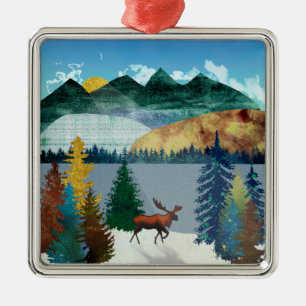 Soluppgång Moose Julgransprydnad Metall