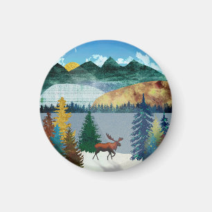 Soluppgång Moose Magnet