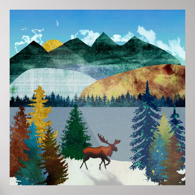 Soluppgång Moose Poster (Framsidan)