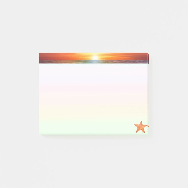 Soluppgång och havstjärna på pastel färg post-it block (Framsida)