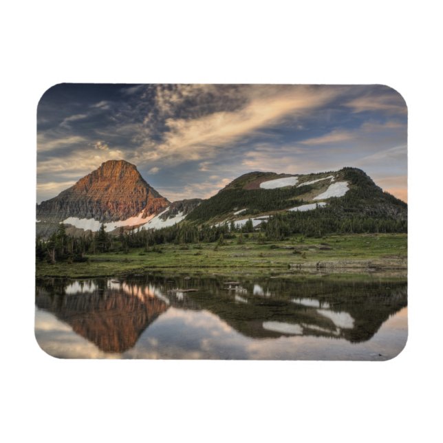 Soluppgång och reflektion, Glacier National Park, Magnet (Horisontell)