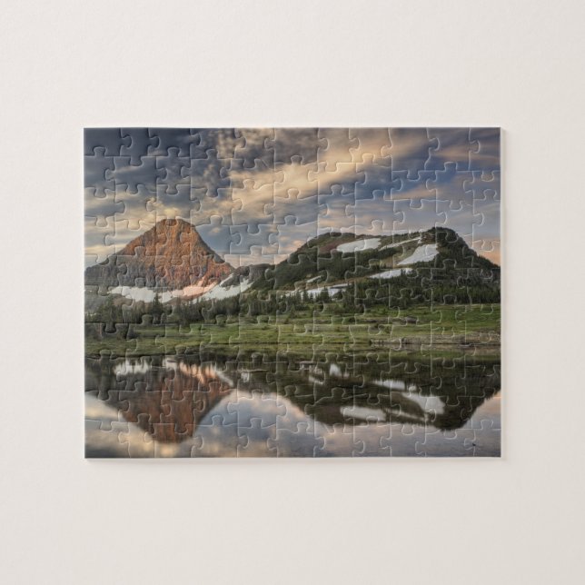 Soluppgång och reflektion, Glacier National Park, Pussel (Horisontell)