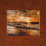Soluppgång och Sjölandskap Pussel<br><div class="desc">Ett glödande himlar när sol stiger över havet. Ett sjölandskap med färger av orange från det stigning sol.</div>