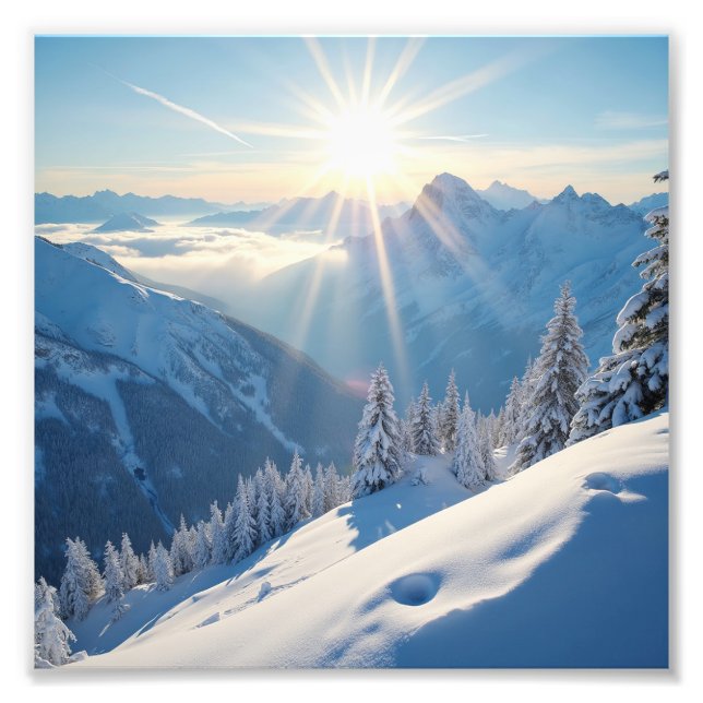 Soluppgång över Amerikas berg Fototryck (Framsidan)