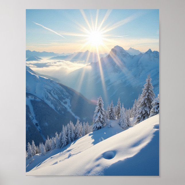 Soluppgång över Amerikas berg Poster (Framsidan)