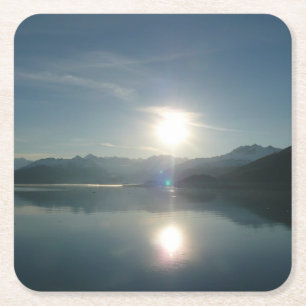 Soluppgång över College Fjord Alaska Fotography Underlägg Papper Kvadrat