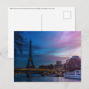 Soluppgång över Eiffel torn - Paris, Frankrike, Eu Vykort