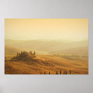Soluppgång över en landskap i den Tuscany Poster