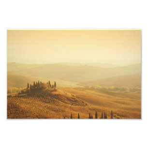 Soluppgång över en landskap i Tuscany fototryck