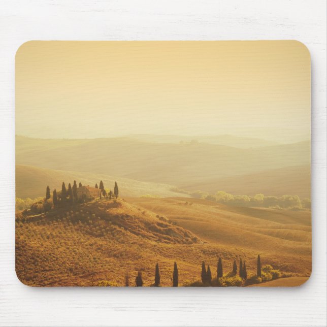 Soluppgång över en landskap i Tuscany mousepad Musmatta (Framsidan)