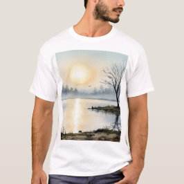 Soluppgång över en sjö t shirt