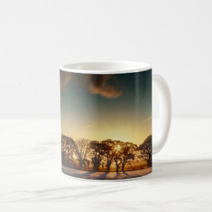 Soluppgång över frostiskt fält i Norfolk Kaffemugg