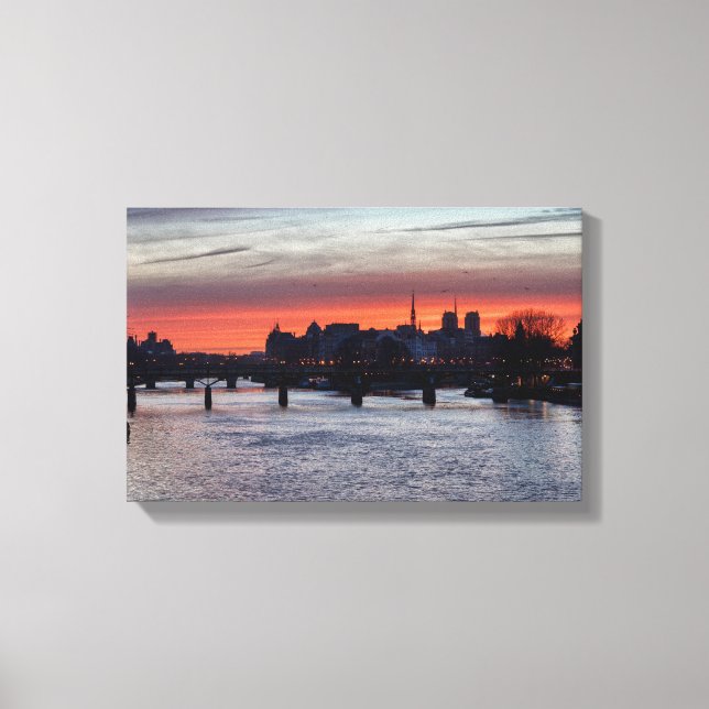 Soluppgång över Ile de la Cite och Notre Dame - Pa Canvastryck (Framsida)