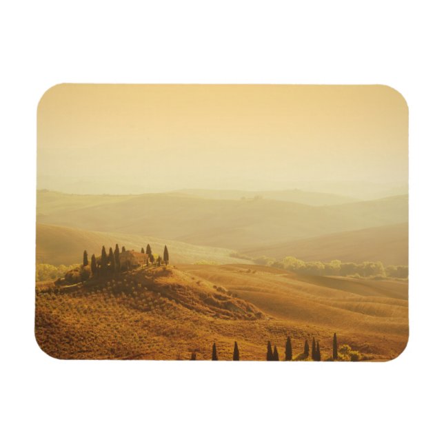 Soluppgång över landskapet, Toscana Rectangule mag Magnet (Horisontell)