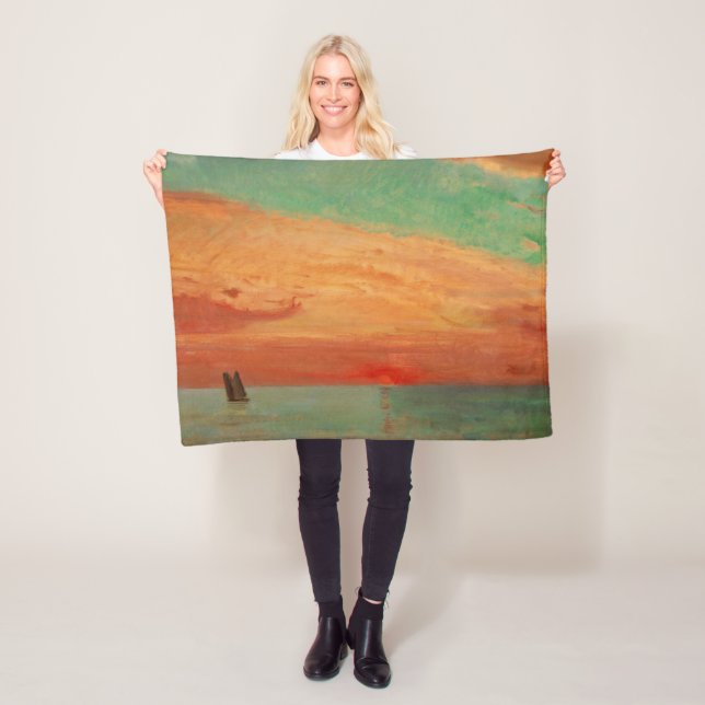 Soluppgång över Östran (Asiatisk konst) (Takeji) Fleecefilt (På plats)