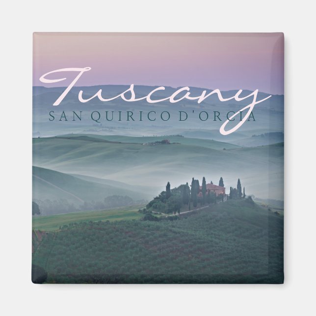 Soluppgång över San Quirico d'Orcia textmagnet Magnet (Framsidan)