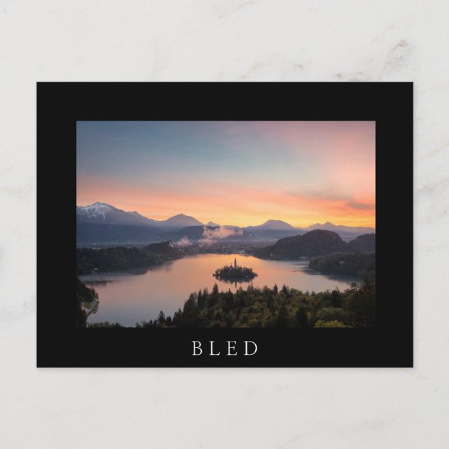 Soluppgång över Sjö svarta vykort (Framsida)