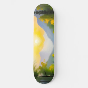 Soluppgång över snötäckta berg och sjö mini skateboard bräda 18,5 cm