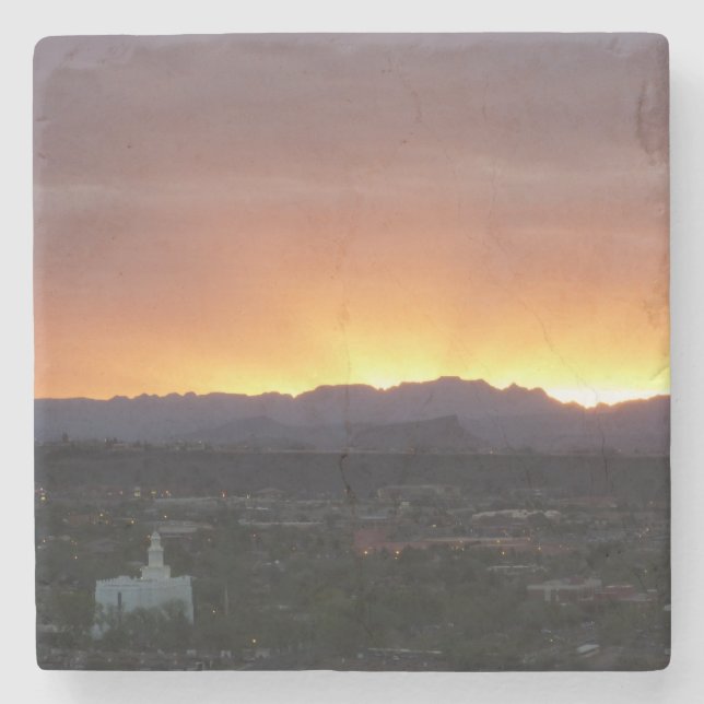 Soluppgång över St. George Utah Ligcape Underlägg Sten (Framsidan)