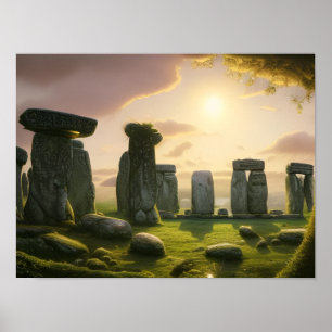 Soluppgång över Stonehenge Digital Art Poster