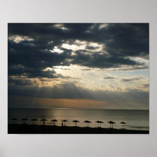 Soluppgång över stranden i Grekland Scenia Sjöland Poster