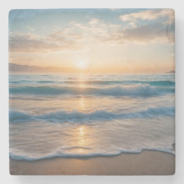 Soluppgång över stranden stenunderlägg