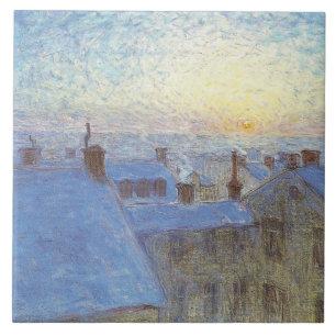 Soluppgång över taket (av Eugène Jansson) Kakelplatta