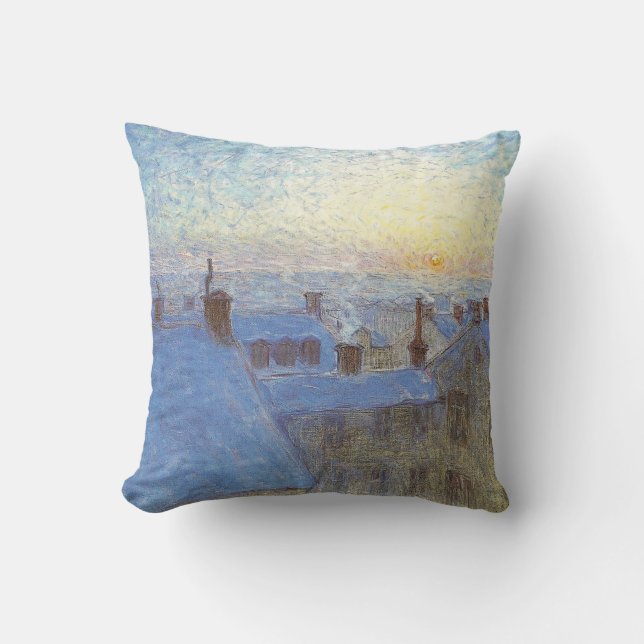 Soluppgång över taket (av Eugène Jansson) Kudde (Framsida)