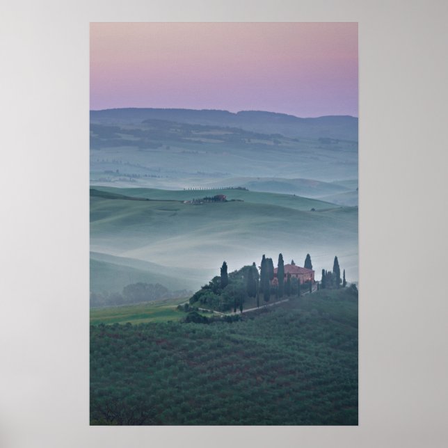 Soluppgång över Tuscany vertikal affisch (Framsidan)