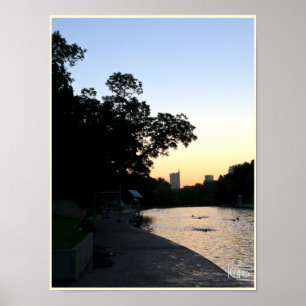 "Soluppgång över vatten" Barton Springs Austin Poster
