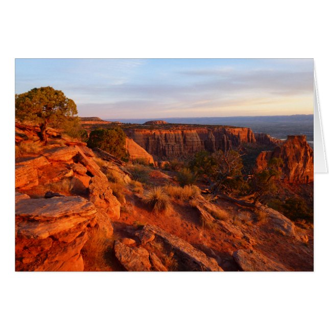 Soluppgång på Grand View Trail at CO Monument Hälsningskort (Framsidan Horizontal)
