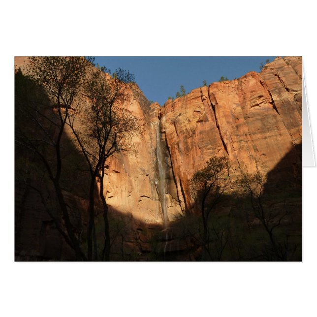 Soluppgång på Riverside Walk Trail vid Zion Hälsningskort (Framsidan Horizontal)