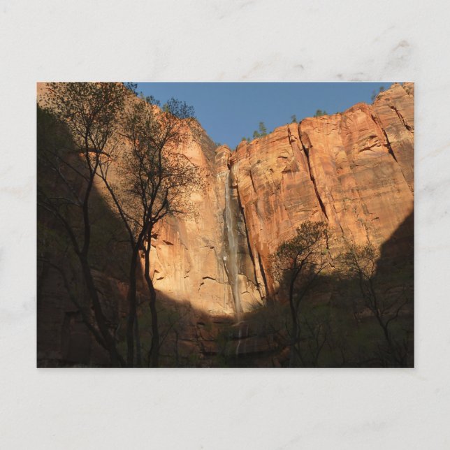 Soluppgång på Riverside Walk Trail vid Zion Vykort (Framsida)