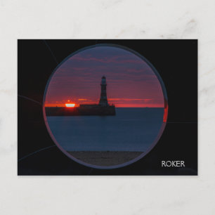 Soluppgång på Roker Lighthouse-England Postcard Vykort