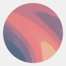 Soluppgång Rosa Blue och Orange Vattenfärg Runt Klistermärke