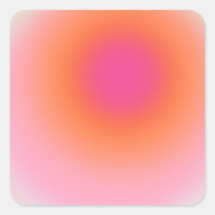 Soluppgång - Rosa Orange i Beige Fyrkantigt Klistermärke