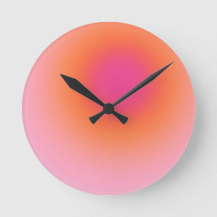 Soluppgång - Rosa Orange i Beige Rund Klocka