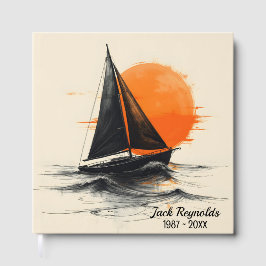 Soluppgång Sailboat Silhouette för Memorial Servic Gästböcker