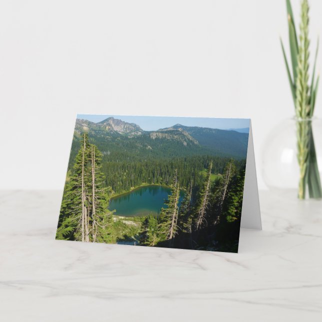 Soluppgång Sjö från ovan vid berget Rainier Park Kort (Framsida)