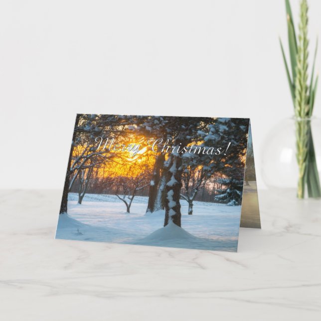 Soluppgång- & snöjulkort helgkort (Framsida)