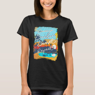 Soluppgång Solnedgång Solnedgång Upprepa Retro-Vin T Shirt