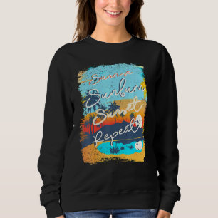 Soluppgång Solnedgång Solnedgång Upprepa Retro-Vin T Shirt