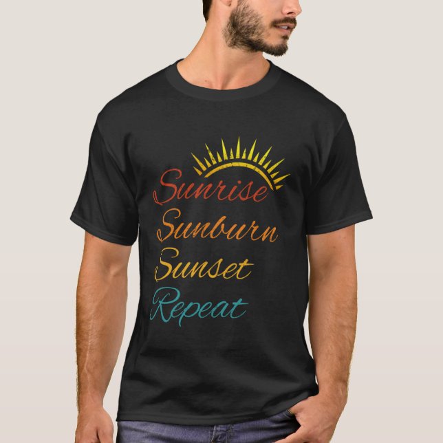 Soluppgång Sunburn Sunset Repea Sol Retro Sunshine T Shirt (Framsida)