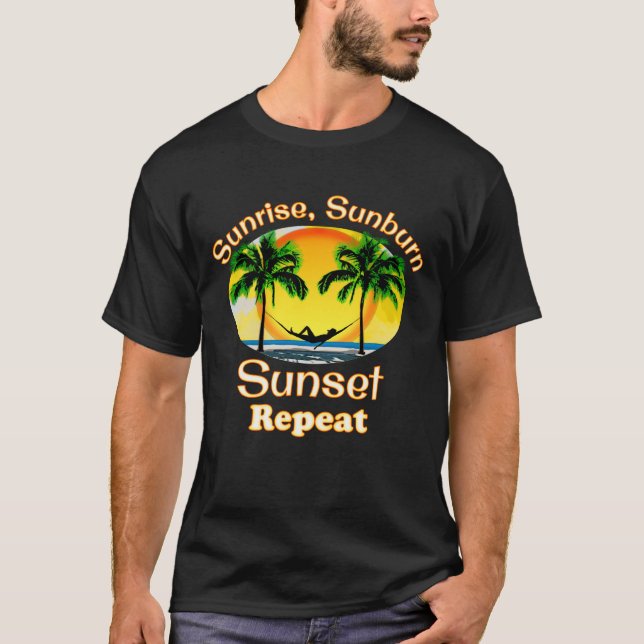 Soluppgång Sunburn Sunset Repeat Funny Beach Summe T Shirt (Framsida)