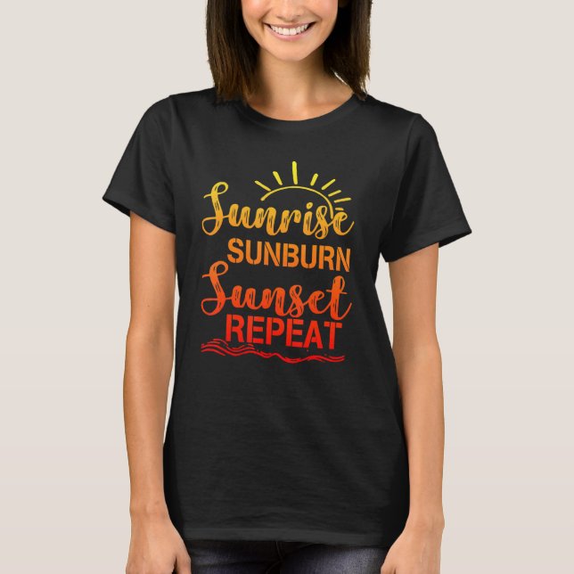 Soluppgång Sunburn Sunset Repeat Retro Summer T Shirt (Framsida)