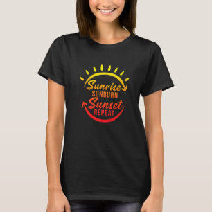 Soluppgång Sunburn Sunset Repeat Retro Summer Vaca T Shirt