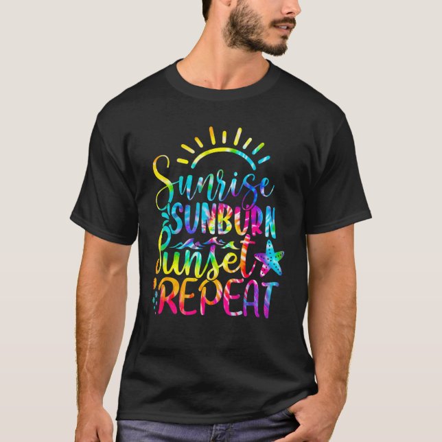 Soluppgång Sunburn Sunset Repeat Tie Dye Hawaii Su T Shirt (Framsida)