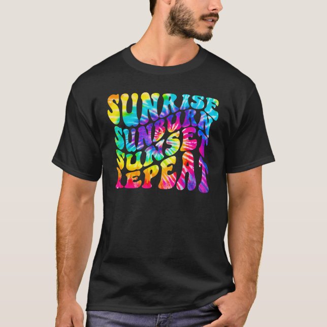Soluppgång Sunburn Sunset Repeat Tie Dye Hej Somma T Shirt (Framsida)