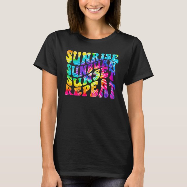 Soluppgång Sunburn Sunset Repeat Tie Dye Hej Somma T Shirt (Framsida)