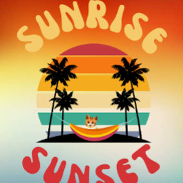 Soluppgång Sunset a cat in a hammock Kudde